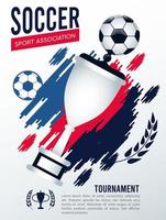 voetbalcompetitie sport poster met bal en trofee beker vector