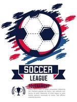 voetbal league sport poster met bal en lint vector