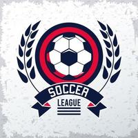 voetbal league sport poster met bal en lint vector