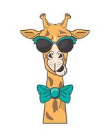 grappige giraf met zonnebril coole stijl vector
