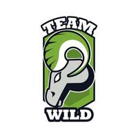 geit hoofd dier embleem pictogram met team wilde belettering vector