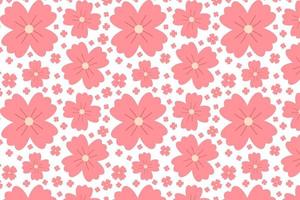 naadloos voorjaar bloemen patroon met schattig roze bloemen. mooi bloem met vier bloemblaadjes. botanisch ornament. natuur achtergrond voor kleding stof, textiel, papier, kleding. vector vlak tekenfilm illustratie