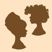 zwart Dames silhouet samen. Afrikaanse Amerikaans Dames gelijkwaardigheid, vrijheid, gerechtigheid. vector