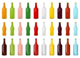 glazen fles vector ontwerp illustratie set geïsoleerd op een witte achtergrond
