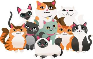 super leuke cartoon kittens groep vector