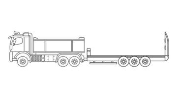 hand- getrokken vector illustratie kleur kinderen bouw semi oplegger aanhangwagen vrachtauto clip art