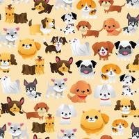 super leuke cartoon puppies naadloze patroon achtergrond vector