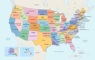 Verenigde staten van Amerika gedetailleerd land kaart sjabloon vector
