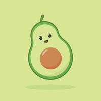 schattig avocado tekenfilm. vlak illustratie van vers avocado fruit karakter Aan groen achtergrond. geschikt voor gebruik in voedsel Product ontwerp, posters of brochures. vector