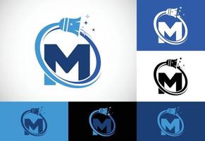 brief m schoonmaak onderhoud logo ontwerp sjabloon, schoonmaak bedrijf logo teken symbool. vector