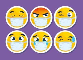 set emoji's met gezichtsmaskers vector