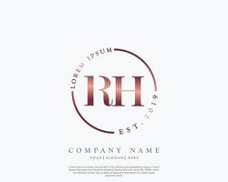 eerste rh vrouwelijk logo schoonheid monogram en elegant logo ontwerp, handschrift logo van eerste handtekening, bruiloft, mode, bloemen en botanisch met creatief sjabloon vector