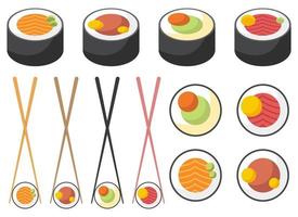 Aziatische sushi vector ontwerp illustratie set geïsoleerd op een witte achtergrond
