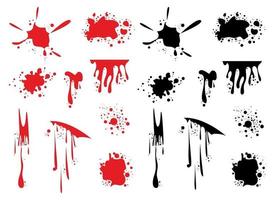 bloed spatten vector illustratie ontwerpset geïsoleerd op een witte achtergrond
