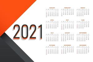 Nieuwjaar kleurrijke kalender 2021 vector ontwerp bewerkbare resizable eps 10