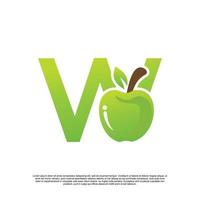 brief w logo ontwerp met fruit sjabloon vers logo premie vector