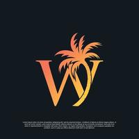 logo ontwerp met combinatie brief w palm logo premie vector