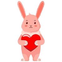 konijn Holding een rood hart. Valentijnsdag dag. vector