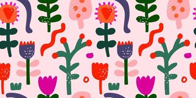 naadloos patroon met abstract bloemen en planten. vector