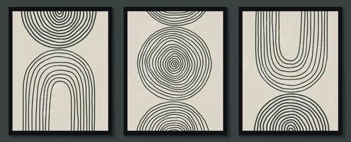 trendy eigentijdse set van abstracte creatieve geometrische minimalistische artistieke handgeschilderde compositie. vector posters voor wanddecoratie in vintage stijl