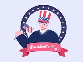 vlakke afbeelding gelukkige president dag in de VS of Amerika vector