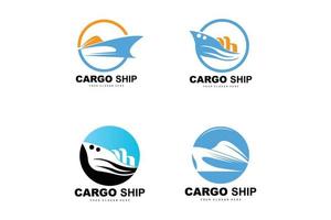 lading schip logo, snel lading schip vector, zeilboot, ontwerp voor schip fabricage bedrijf, waterweg het zeilen, marinier voertuigen, vervoer, logistiek vector