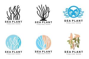 zeewier logo, zee planten vector ontwerp, kruidenier en natuur bescherming