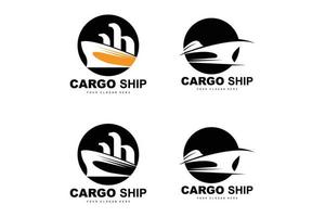 lading schip logo, snel lading schip vector, zeilboot, ontwerp voor schip fabricage bedrijf, waterweg het zeilen, marinier voertuigen, vervoer, logistiek vector