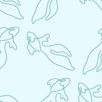 naadloos patroon met vis illustratie in lijn kunst stijl Aan licht blauw achtergrond vector