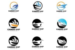 lading schip logo, snel lading schip vector, zeilboot, ontwerp voor schip fabricage bedrijf, waterweg het zeilen, marinier voertuigen, vervoer, logistiek vector