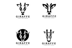 giraffe logo ontwerp, giraffe hoofd vector silhouet, hoog nek dier, dierentuin, tatoeëren illustratie, Product merk