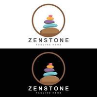 balans steen logo ontwerp, vector behandeling steen, massage steen, heet steen en zensteen, Product merk illustratie