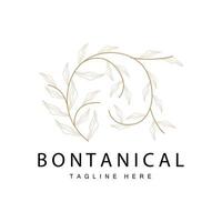 botanisch logo, natuur fabriek ontwerp, bloem fabriek icoon vector met lijn model-