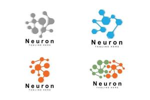 neuron logo ontwerp vector zenuw cel illustratie moleculair dna Gezondheid merk