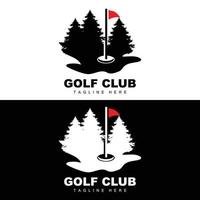 vector pictogram logo golfbal, stick en golfen. buitenspellen, retro concept illustratie