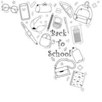 vector illustratie van school- benodigdheden. handtas, bril, koptelefoon, notebook. meisjesachtig accessoires. delicaat school- benodigdheden