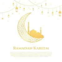 Ramadan kareem ontwerp. Ramadan vector illustratie met moskee en lantaarn. Islamitisch achtergrond voor heilig maand Ramadan viering