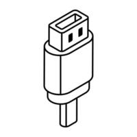 lineair ontwerp icoon van USB haven vector