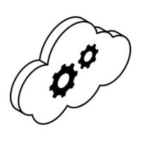 conceptuele lineair ontwerp icoon van wolk instelling vector