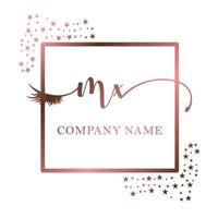 eerste logo mx handschrift Dames wimper bedenken kunstmatig bruiloft modern premie vector