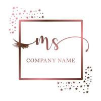 eerste logo Mevrouw handschrift Dames wimper bedenken kunstmatig bruiloft modern premie vector