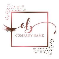 eerste logo eb handschrift Dames wimper bedenken kunstmatig bruiloft modern premie vector