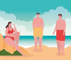 mensen op het strand, zomervakanties en toerismeconcept vector