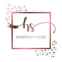 eerste logo hs handschrift Dames wimper bedenken kunstmatig bruiloft modern premie vector