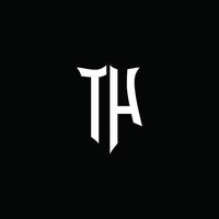 th monogram brief logo lint met schild stijl geïsoleerd op zwarte achtergrond vector