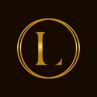 elegant eerste l gouden cirkel logo vector