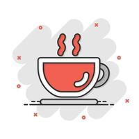 koffie kop icoon in grappig stijl. heet thee tekenfilm vector illustratie Aan wit geïsoleerd achtergrond. drinken mok plons effect bedrijf concept.