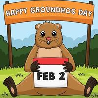 groundhog Holding kalender gekleurde illustratie vector