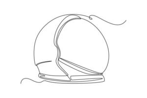 doorlopend een lijn tekening astronaut helm. buitenste ruimte concept. single lijn trek ontwerp vector grafisch illustratie.