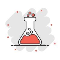 chemie bekers teken icoon in grappig stijl. fles test buis vector tekenfilm illustratie Aan wit geïsoleerd achtergrond. alchimie bedrijf concept plons effect.